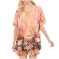 thumbnail image 4 of Conjunto de Pijama de las Mujeres de Moda Casual Color Sólido Manga Corta Cuello Redondo Top Y Pantalones, 4 of 6
