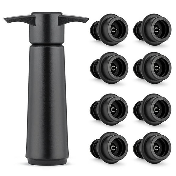 Wine Saver Vacuum Pump, Ongmies Pump with 6 Vacuum Wine Stoppers Wine Bottle Keep Wine Fresh Food Grade Silicone Wine Corks Fit Any Wine Bottles, Black