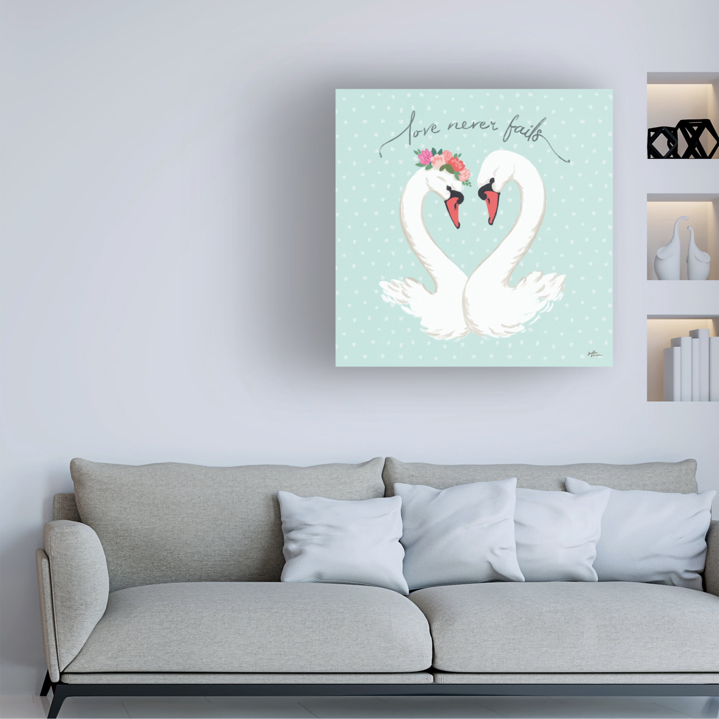 Janelle Penner 'Swan Lake VII Mint' Canvas Art