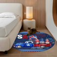 thumbnail image 2 of Round Area Rugs Collection 4 Ft, Red Blue 4th of July Non-Slip Residential Carpet, Independence Day Stars Gnomes Indoor Crawling Mats Runner Rugs for Living Room/Dining Room/Bedroom, 2 of 8