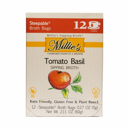 Millie's Sipping Steepable Broth Bags, Tomato Basil, 12 pk