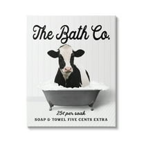 Stupell Industries Vintage Bathroom Cow Animals & Insects Painting Gallery Wrapped Canvas Print Wall Art, 16 x 20