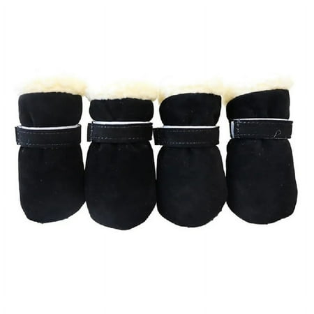 ZGAD 4pcs Cozy Fleece-Lined Winter Dog Boots - Non-Slip  Windproof Pet Snow Shoes for Small Breeds like Yorkies & Chihuahuas - Easy Hook-and-loop Fastener Strap  Machine Washable