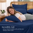 thumbnail image 5 of Bare Home Organic Jersey Sheet Set - 100% Organic Cotton - Deep Pocket - 4 Piece - Full, Dark Blue, 5 of 10