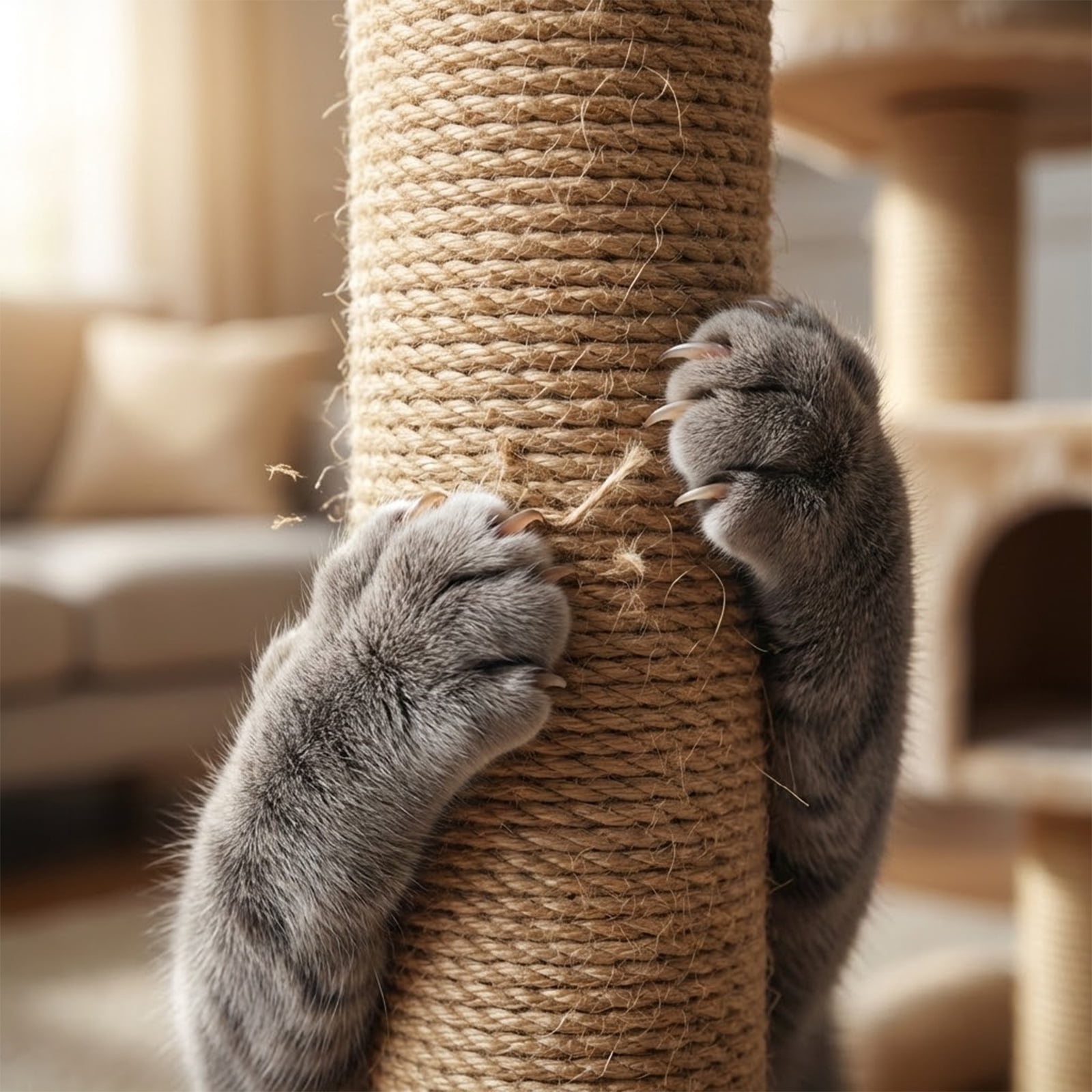Cat Scratching Post Replacement - 20in Long 2.4in Diameter White Sisal Cat Scratcher for Cat Cages, Cat Tree, Grinding Claws, Grooming, Cat Toy, Cat Supplies