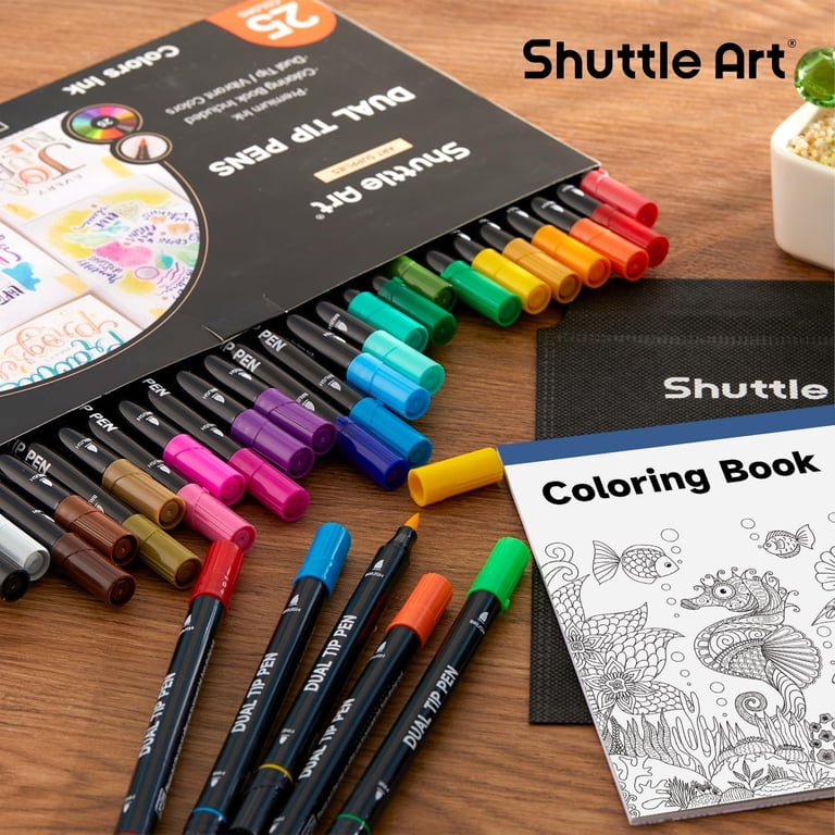 Shuttle Art Dual Tip Brush Markers, 25 Colors photo 5