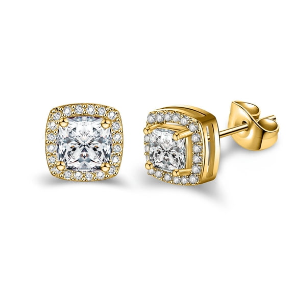 QQTDFG 1 Pair 20G CZ Stud Earrings for Women Men Ear Studs Helix Conch Piercing Jewelry-Gold-Square