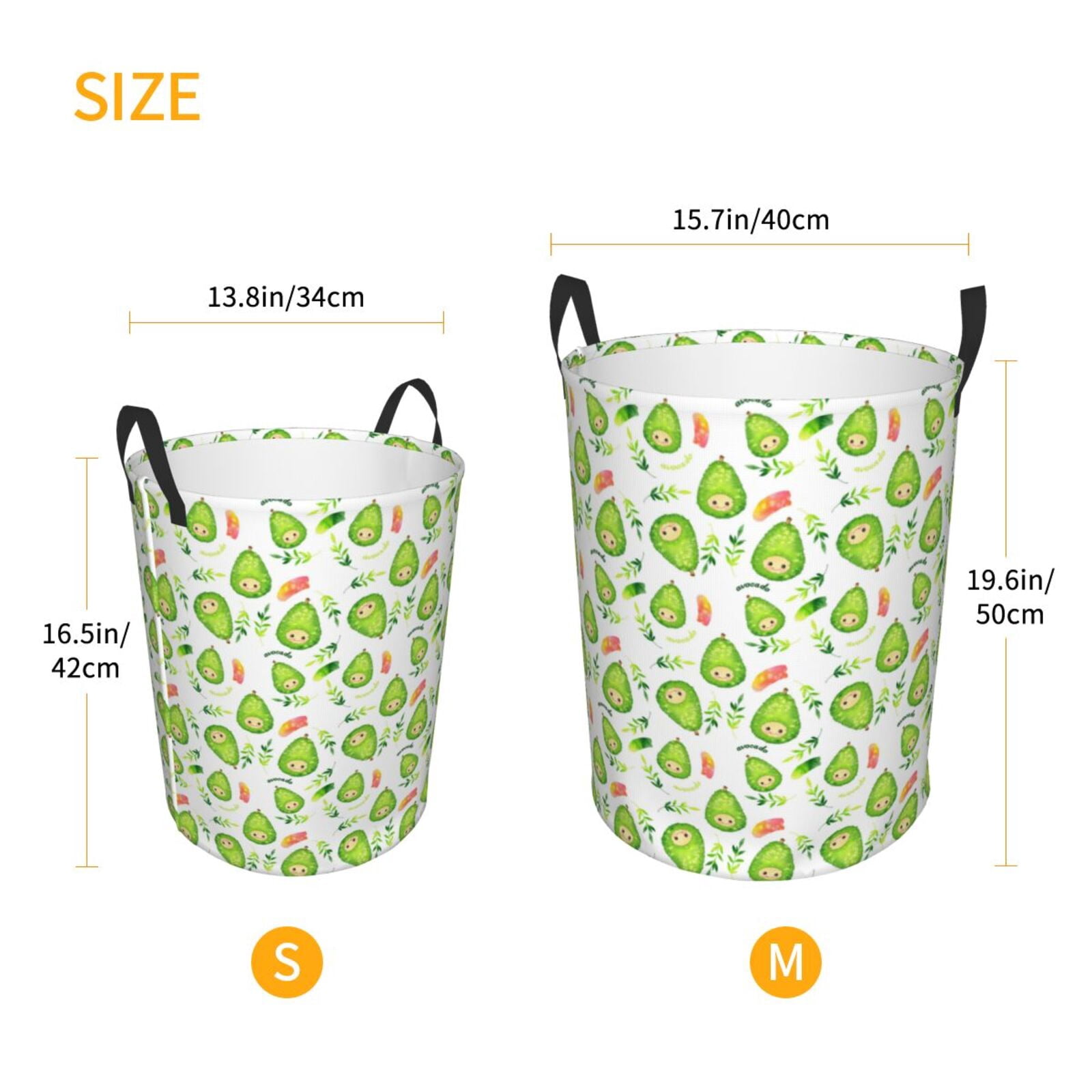 Large Laundry Basket with Handles - Kawaii Avocado Kids Baby Dirty Clothes Laundry Hamper for Bedroom Aesthetic