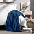 thumbnail image 5 of Bare Home Microplush Fleece Blanket - 300 GSM - Fuzzy Microfleece - Soft & Plush - Full/Queen, Dark Blue, 5 of 5