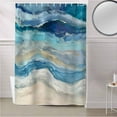 thumbnail image 5 of Fabric Shower Curtain Abstract Blue Gradient Beach Ocean Wave Oil Painting Shower Curtains with 12 Hooks Waterproof Machine Washable Bath Curtains for Bathroom, 36 x 72in, 5 of 6
