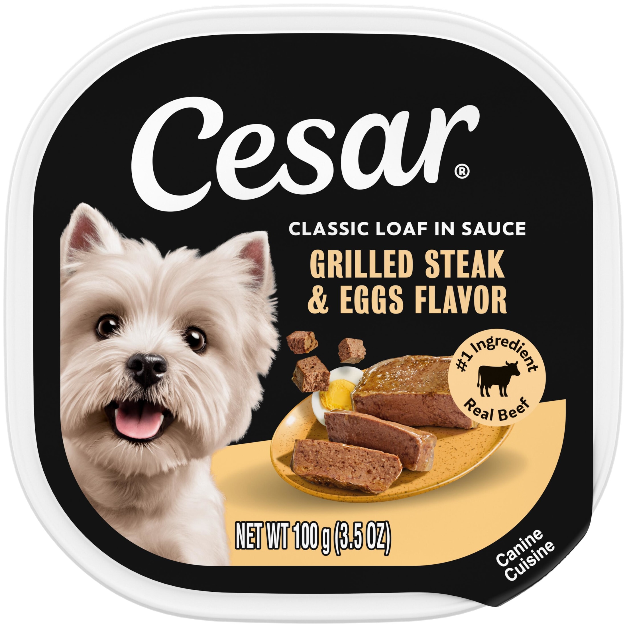 Cesar Classic Loaf In Sauce Grilled Steak & Eggs Flavor Adult Wet Dog Food, 3.5-Oz Easy Peel Tray