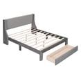 thumbnail image 4 of Queen Velvet Upholstered Platform Bed with Storage Drawer, Pine Wood Slat Bed Frame With Headboard Footboard, No Box Spring Needed, 4 of 11