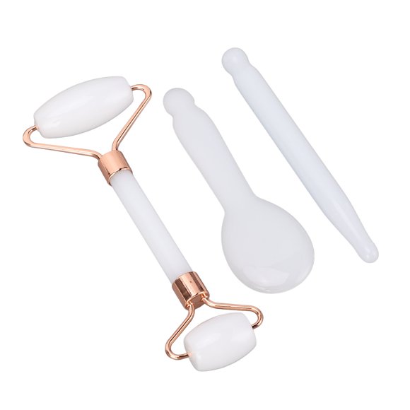 Jadestone Roller Set, Jadestone Roller Tool Kit Double Head Roller  for Face Relaxation Green,White