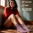 thumbnail image 7 of Bocaoying 6 Pcs Women's Slouch Socks, Cotton Scrunch Boot Socks for Women, Ultra Soft and Breathable Crew Socks, Size 5-10, White/Burgundy/Brown/Tan/Teal/Purple, 7 of 7