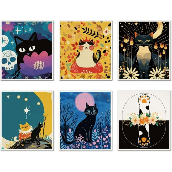 6Pcs Swedish Dishcloths for Kitchen Reusable Swedish Dish Towels Absorbent Swedish Dish Rags Washable Sponge Cleaning Cloths Quickly Drying Kitchen Dish Cloths Black Cat 7.6 x 6.7 Inch diy