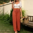 thumbnail image 4 of Baqcunre Wide Leg Pants For Women Wide Leg Pants For Women High Waisted Business Pants Work Pants Loose Flowy Summer Beach Pants With Pockets Sweatpants Womens Pants Red L, 4 of 8