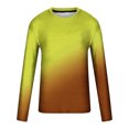 thumbnail image 4 of Awdenio Men's Blouse Gradient Casual Round Neck Long Sleeve Pullover Printed T-Shirt Blouse Tops Trendy Comfortable,Yellow,L, 4 of 5