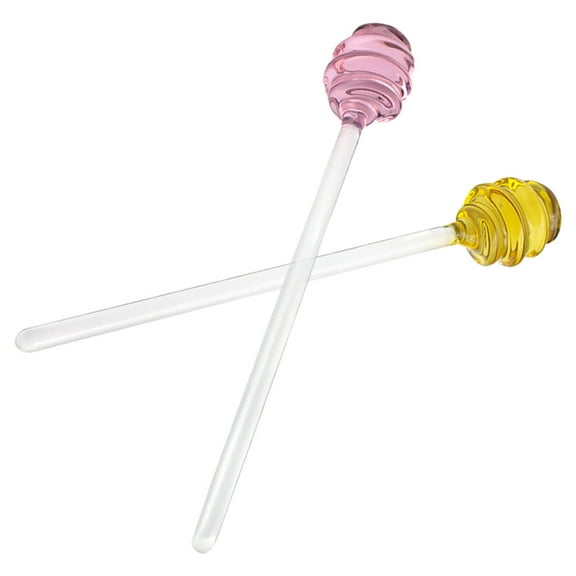 KONTONTY 2pcs  Honey and Syrup Dippers Glass Honey Stirring Sticks Honey Server Spoon Honey Dispenser Spoon Mixing Tool for Stirring Tea Coffee Jam