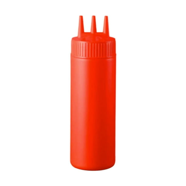 Botella exprimible para condimentos, dispensador portátil de ketchup, multifuncional para ensaladas. Rojo