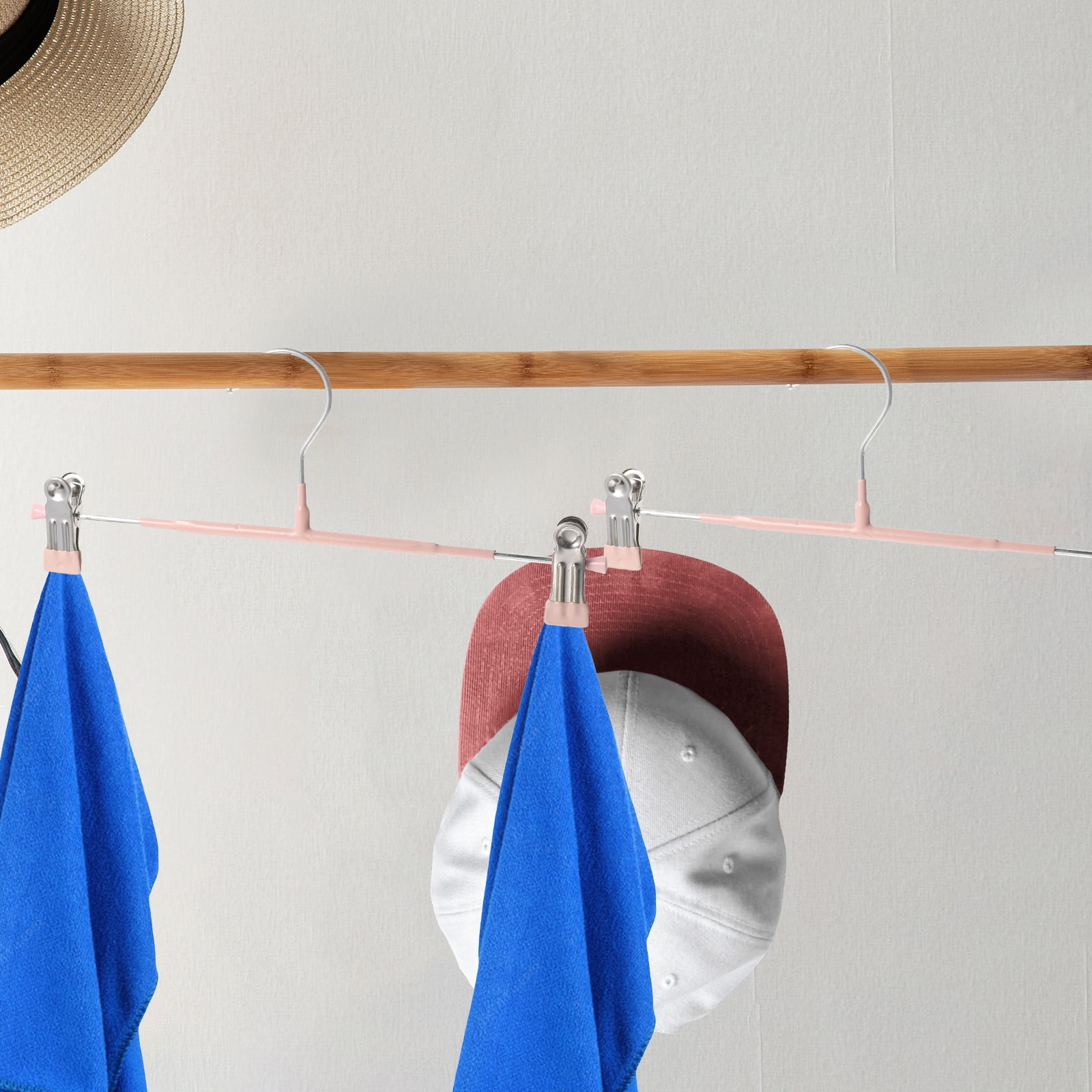 Double Clip Skirt Pants Hanger 10 Pcs Anti-skid Coat Hangers Jeans for Pvc Baby Pink
