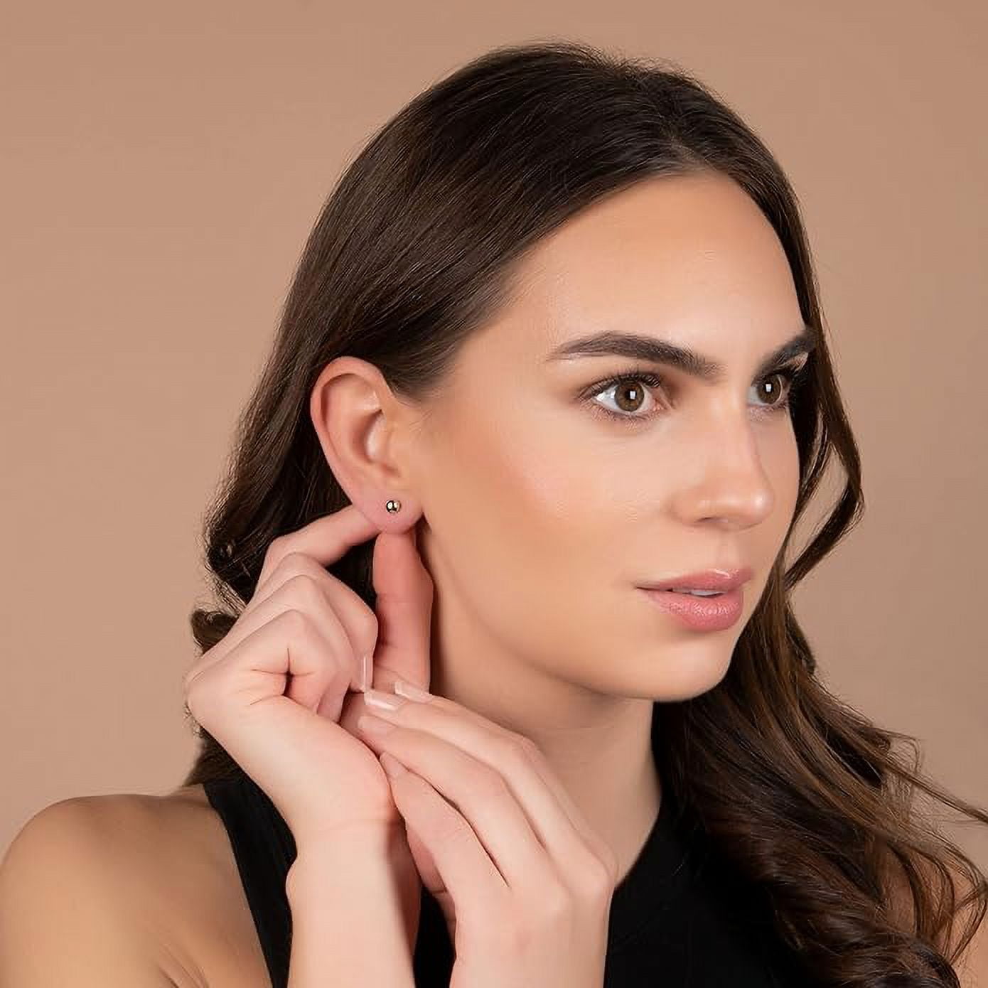Pori 14K Solid Rose Gold Ball Stud Earrings for Women