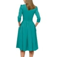 thumbnail image 6 of LISTHA Women's Fall 3/4 Sleeve Midi Dresses Casual Formal Church Wedding Guest Work Clothes Green S, 6 of 6