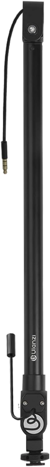 ZJ08 Extendable Cold Shoe Mic Arm Pole with Built-in 3.5mm Audio , 3 Section Aluminum Microphone  Pole for Cold Shoe Microphones, Angle Length Adjustable, 1KG  Load