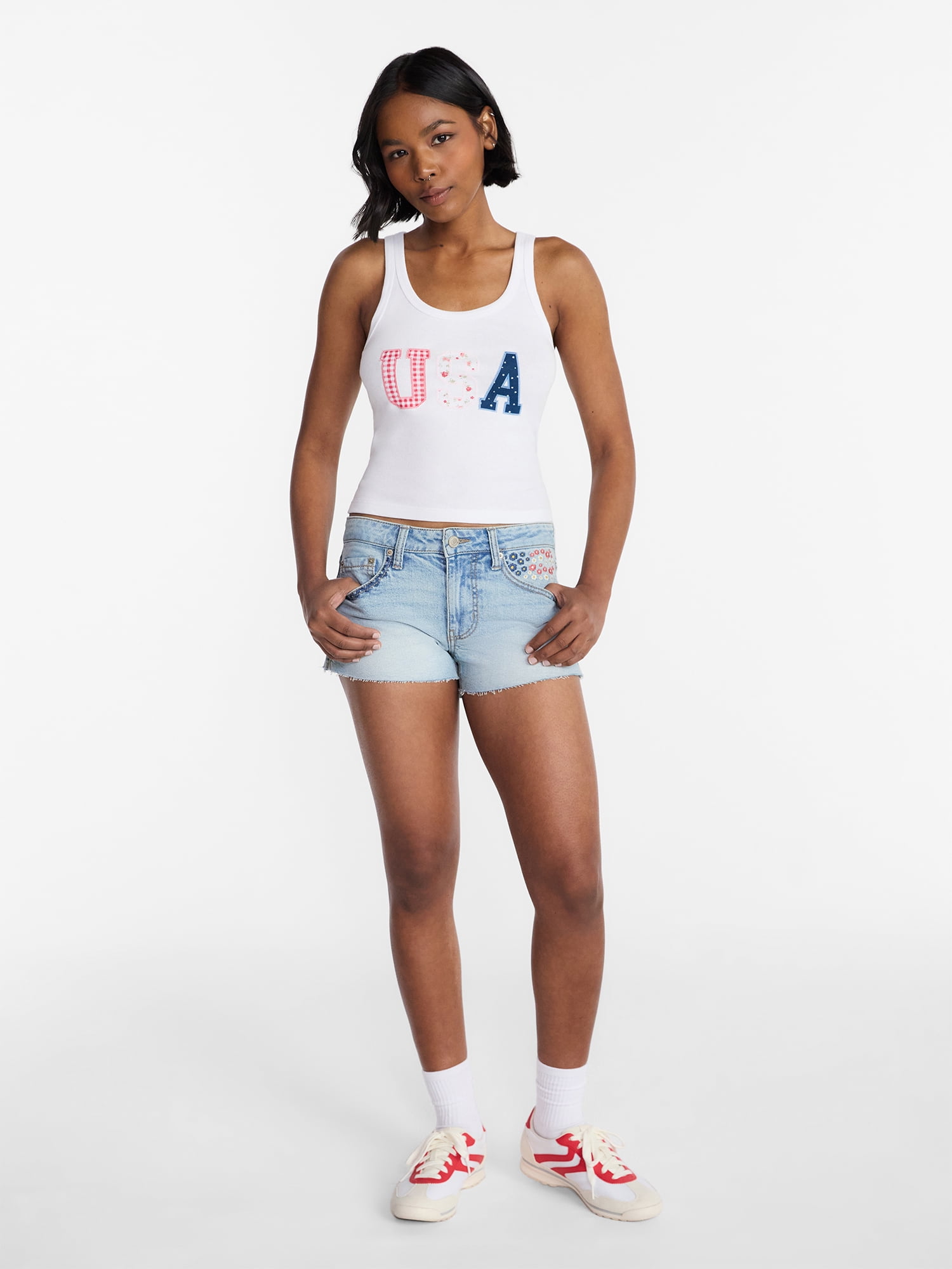 No Boundaries Americana Graphic Tank Top, Women's XXS-XXL