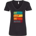 thumbnail image 3 of Inktastic Skiing Eat Sleep Ski Repeat Women's V-Neck T-Shirt, 3 of 5