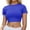 Blue, variant on BAODANN Women's Casual Short Sleeve Crop T Shirt Round Neck Basic Solid Top for Spring Womens Swim Women S Tops Short Sleeve Women Compression Shirts Loose Womens Athletic Top Womens Solid Shirt