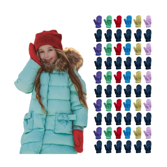 Yacht & Smith Kids Warm Winter Colorful Magic Stretch Gloves And Mittens For 3-8 Age Kids (240 Pairs Pack B)