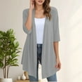 thumbnail image 4 of Lightweight Cardigans for Women 2025 Fall 3/4 Sleeve Open Front Oversized Knit Long Cardigan Outerwear, 4 of 7