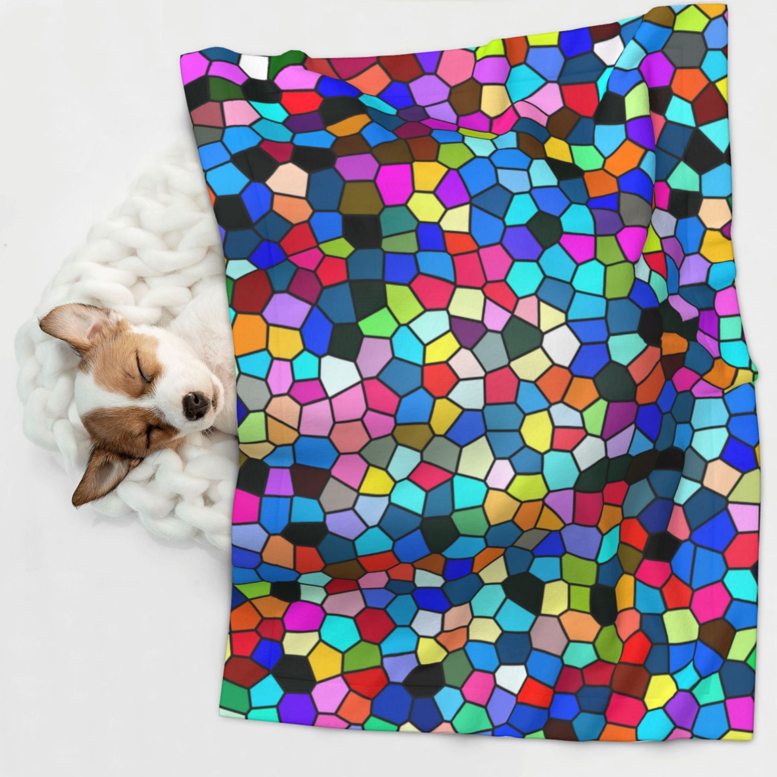 Naloa Colorful Tie Dye Stained Glass 2 Dog Blanket, 3 Sizes Cat Blanket for Indoor Cats Large Medium Small Dog Gifts-Large