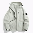 thumbnail image 2 of XUNKUSGA Light Jackets for Women Waterproof Hooded Long Sleeve Adjustable Cuffs Windbreaker Jacket Stylish Packable Rain Jacket Women with Pockets XS-3XL, 2 of 3