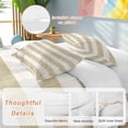 thumbnail image 2 of 3 Piece Cream Striped Duvet Cover Set Queen Size, Microfiber Comforter/Quilt Cover with Corner Ties and 2 Pillowcases, Farmhouse Vintage Brown Stripes All Season Soft Bedding with Zipper Closure, 2 of 8
