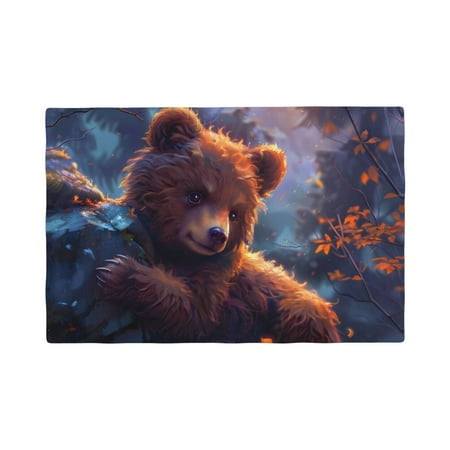 

Placemats Set of 4 Lazy Stone Bear Place mats for Dining Table Indoor/Outdoor Cute Heat Resistant Washable Table Mats(18 x 12 )