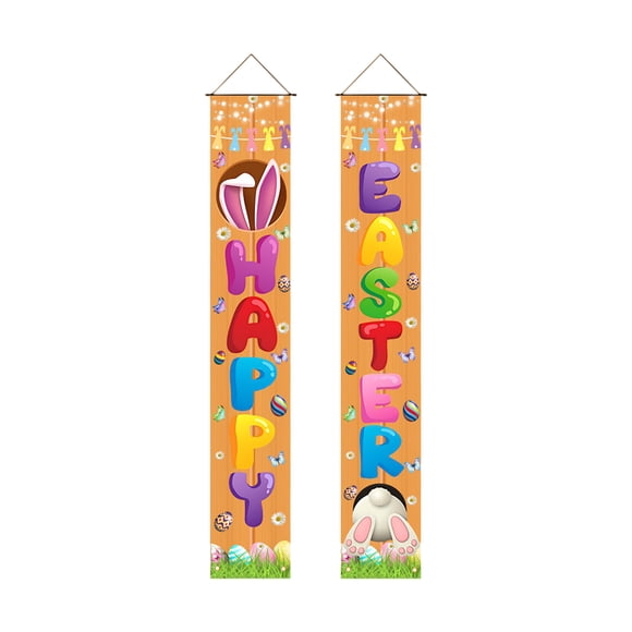Billuyoard Banderas de Pascua de fibra de poliéster con luces de colores surtidos y cortina para puerta. Kits de decoración para fiestas FHJDL-17