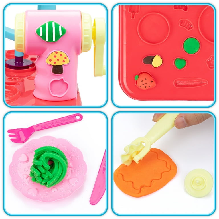 Dear Deer Play Color Dough Sets for Kids Ages 2-4-8, 34 Pcs Dough Ice Cream  Maker Kitchen Creations Party Favors Playset, 22 Dough Tools & 12 Cans