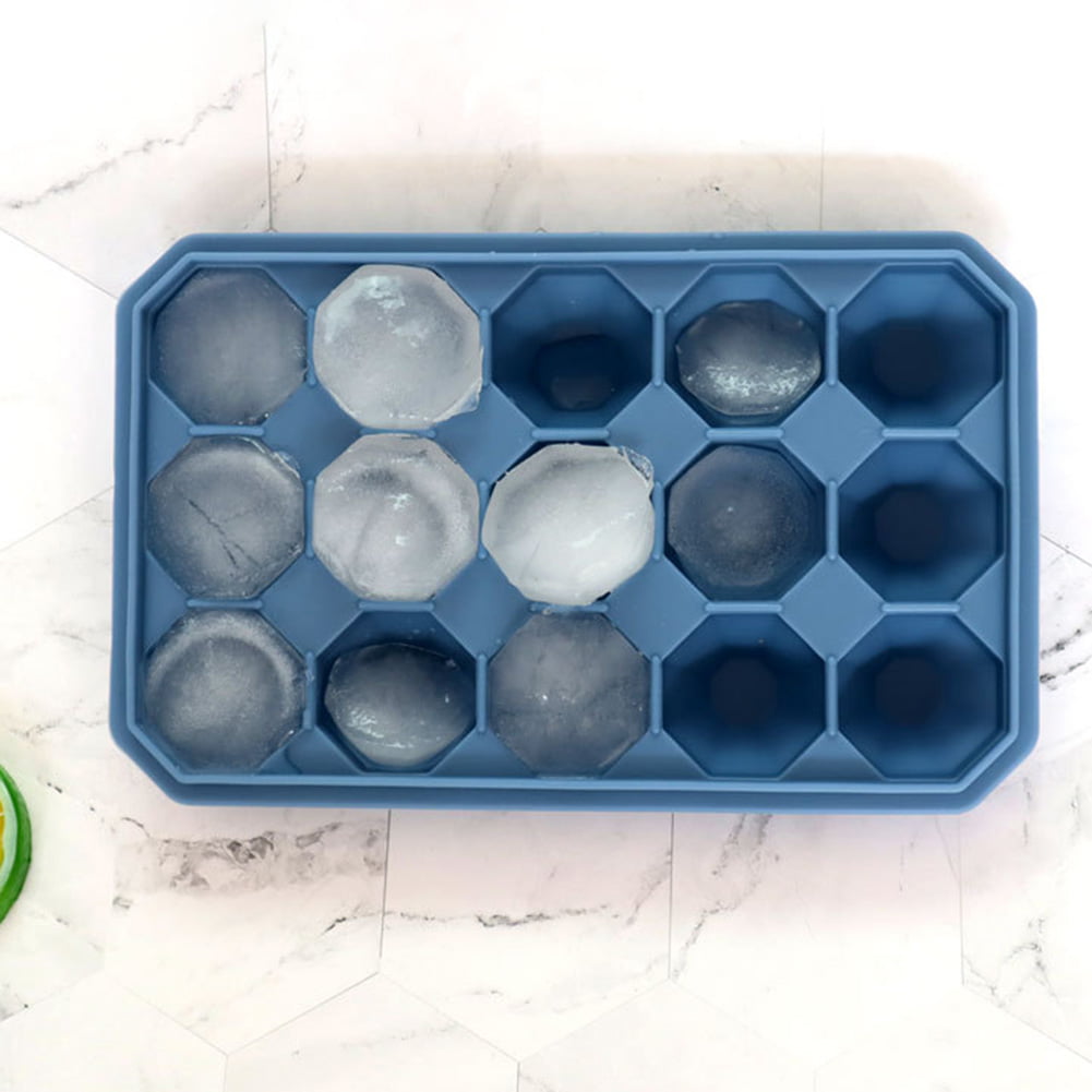 Fogcroll 15-Cavity Diamond Shape Silicone Ice Cube Tray Mold Removable Lid  Kitchen Tool 