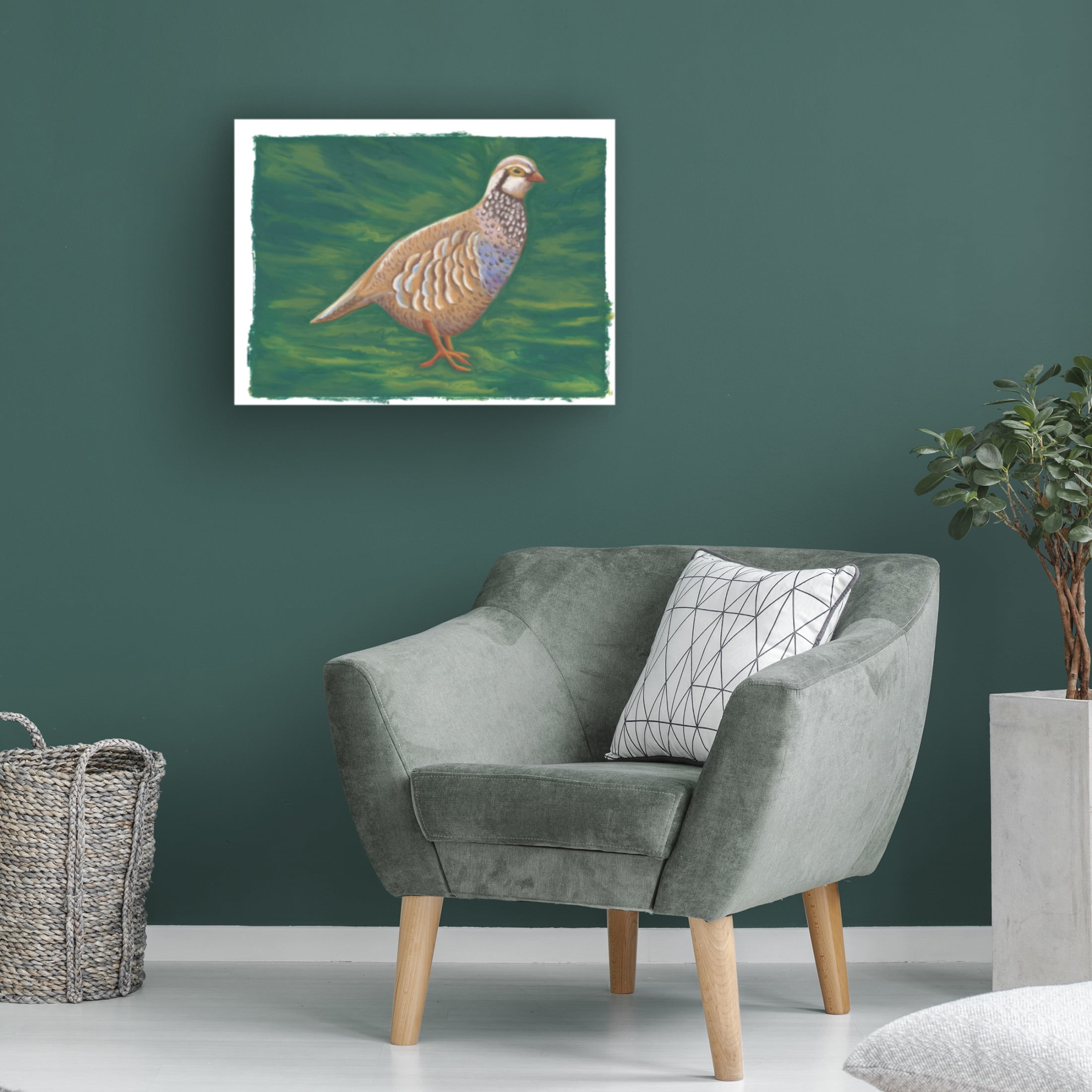 Canvas Wall Art - Andrea Strongwater 'Game Birds Partridge Girl' Wall Art for Living Room, Bedroom, or Office Décor by Trademark Fine Art - 19 x 14 Inches