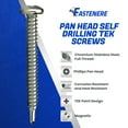 thumbnail image 3 of Fastenere Pan Head Self Drilling Tek Screws -#10 x 2-1/2" (50 Pack) Stainless Steel 410, Full Thread, Bright Plain Finish, Corrosion-Resistant, Self-Drilling, Easy to Install Phillips Drive Size #2, 3 of 4
