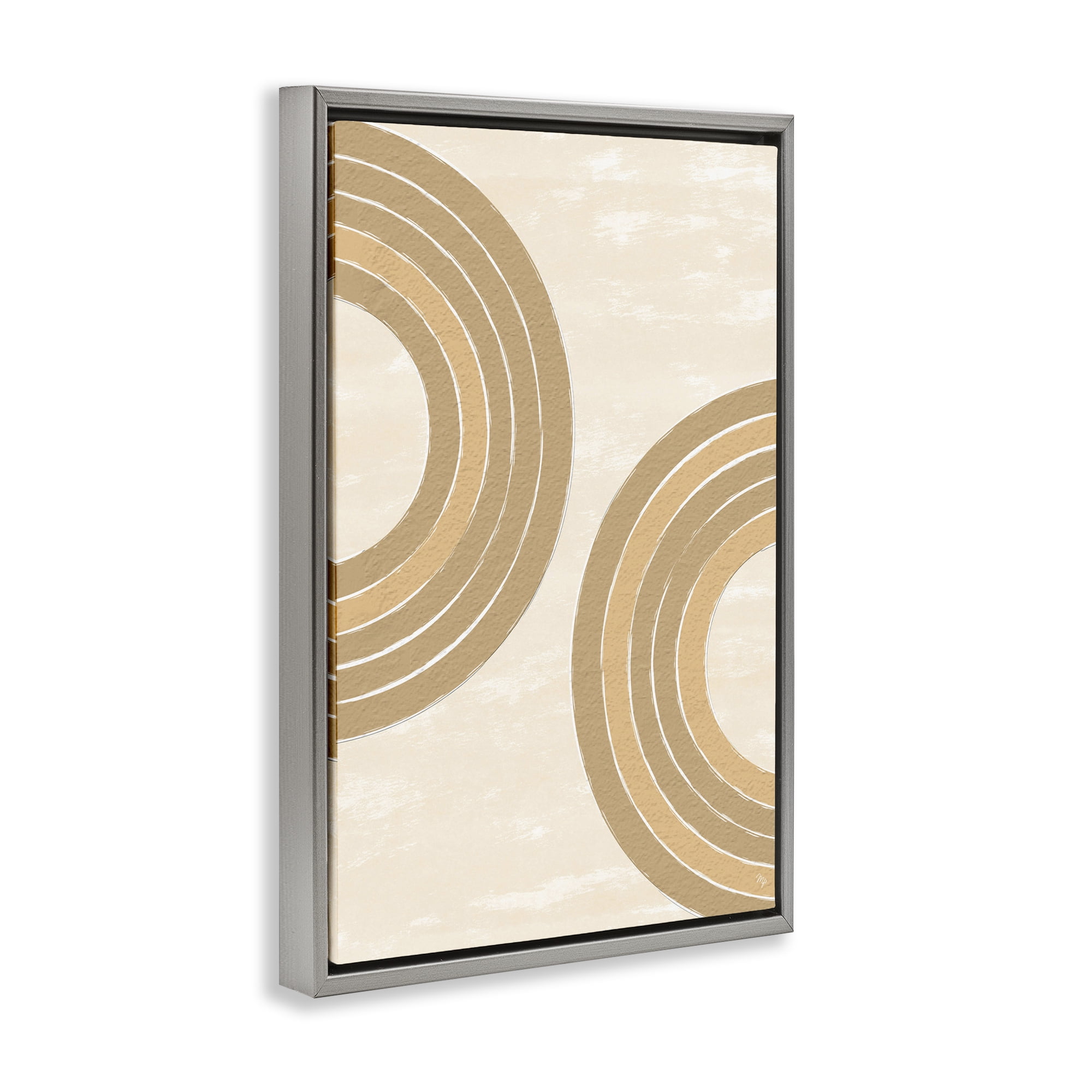 Stupell Industries Neutral Arch Expressions Abstract Painting Gray Floater Framed Canvas Art Print Wall Art, 17 x 25