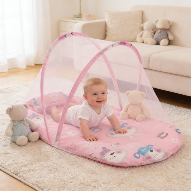 EGNMCR Pillow Case Small Mosquito Net Foldable No Installation Required Includes Padding And Pillow. Polyester mos quito net