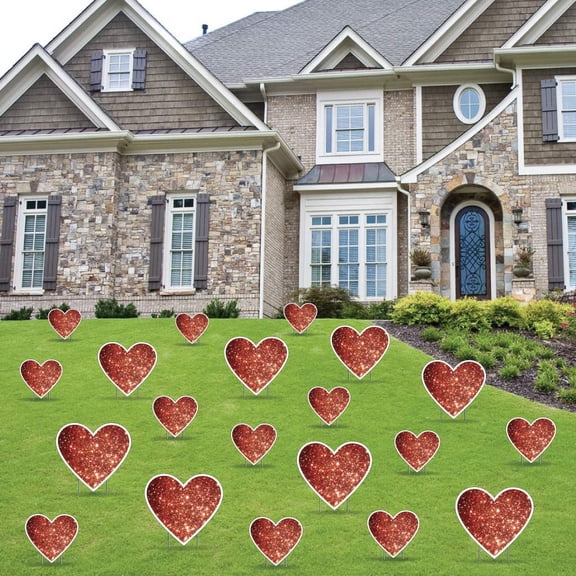 Victory Store Valentine's Day Red Glitter Hearts Yard Display 12862
