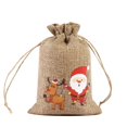 thumbnail image 2 of Bolsas de regalo de lino para Navidad, embalaje de joyería con cordón, estampado de Papá Noel, bolsa de dulces para fiesta, pulsera, 1 unidad, 2 of 4