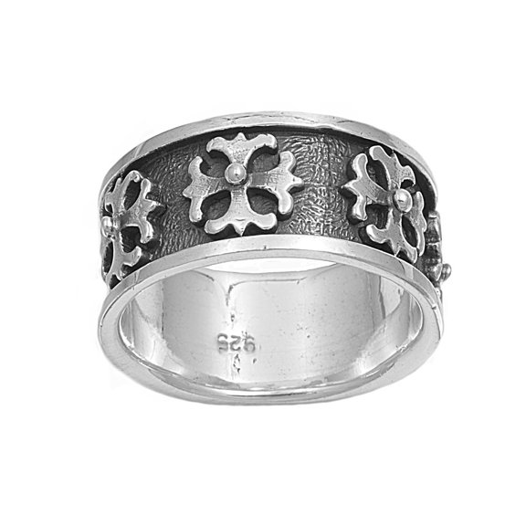 925 Sterling Silver Fleury Cross 1 Band Ring Size 8