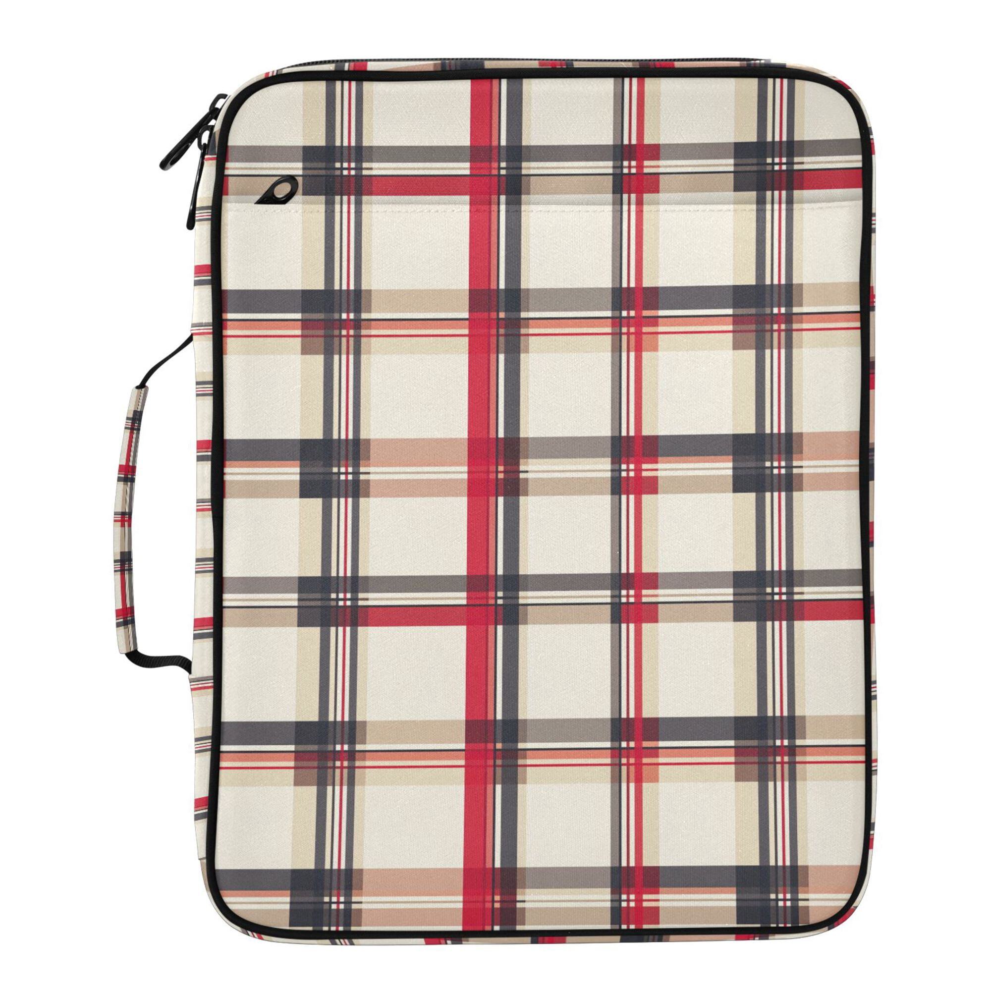 FORMRS Accordion File Folder A4 Size 7-Pocket Expanding Document Organizer Bag with 3 Ring Binder, Red Tartan