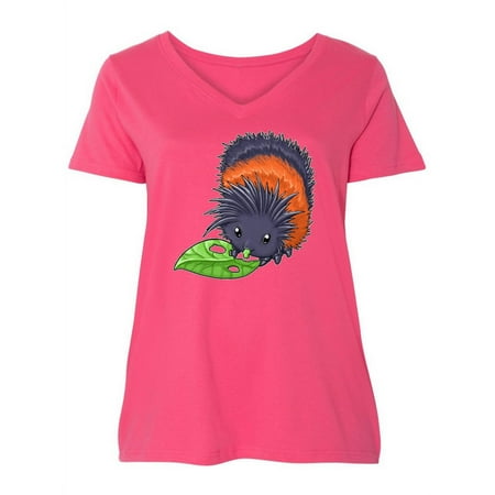 

Inktastic Wooly bear caterpillar- cute baby insect Women s Plus Size V-Neck