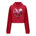 thumbnail image 3 of Xdegoge Heart Long Sleeve Sweatshirts for Women Cropped Hoodie with Sequin Heart Print Valentine's Day Sweatshirt, 3 of 6