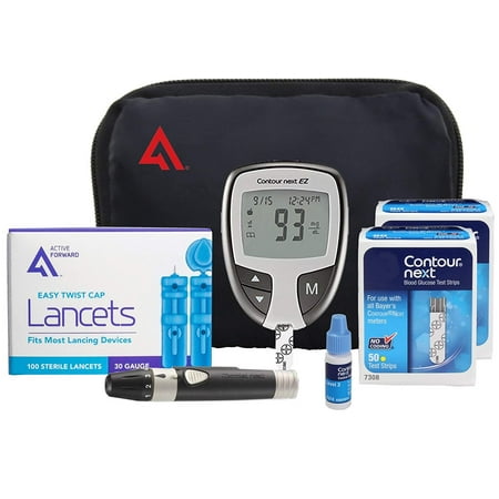 Contour NEXT EZ Diabetes Testing Kit | Contour NEXT EZ Blood Glucose Meter, 100 Contour NEXT Blood Glucose Test Strips, 100 Lancets, Lancing Device, Control Solution, Log Book, User Manuals and (Best User Testing Websites)